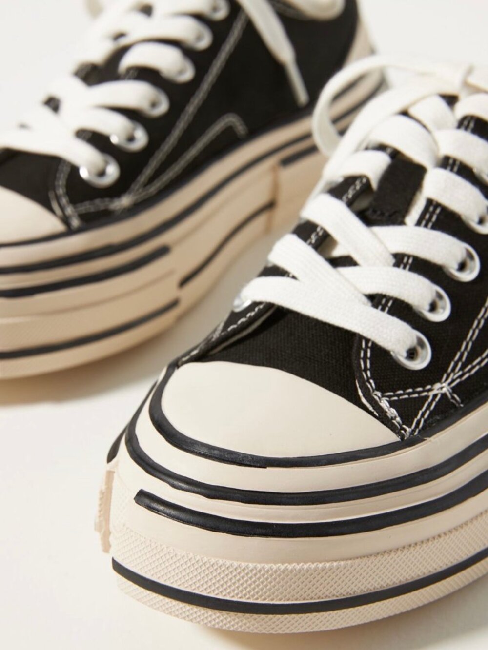Anthropologie Jeffrey Campbell Endorphin Platform Canvas Sneakers Black US 7 - Picture 3 of 6